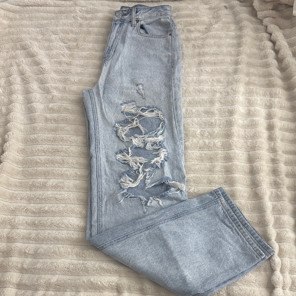 PacSun Light Blue Ripped Straight Leg Jeans